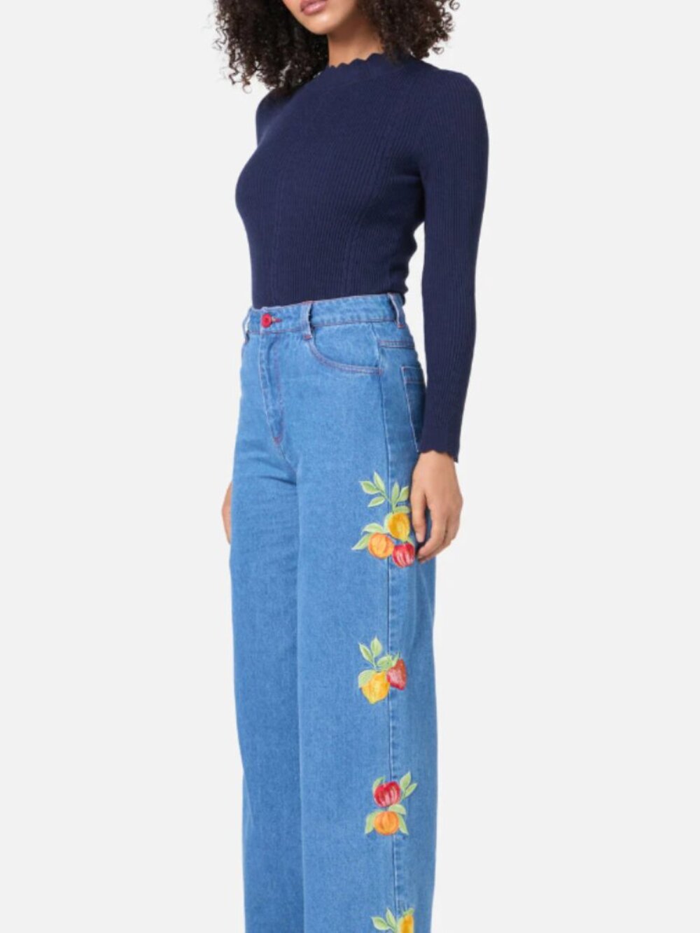 Fruit Embroidered Denim Jean - Princess Highway